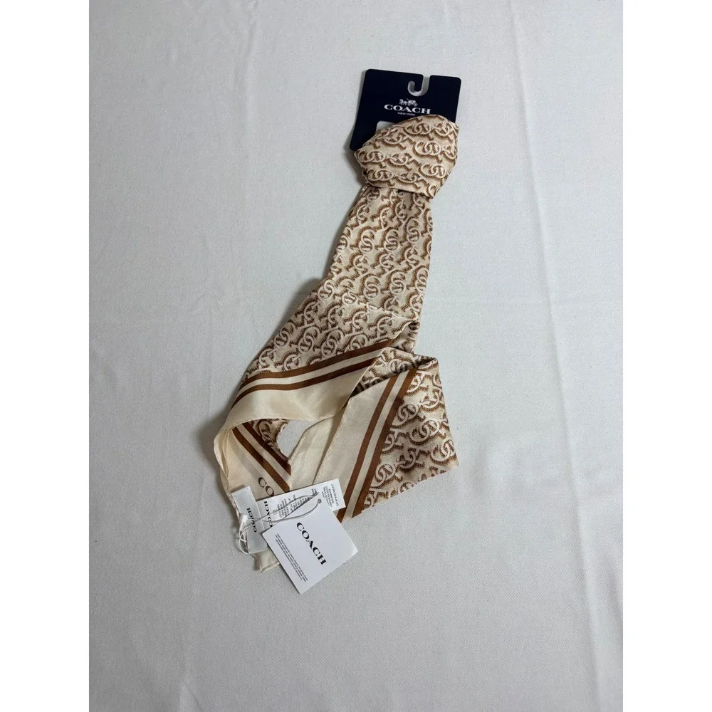 Coach CCH STK Logo Print Silk Square Scarf 33.5